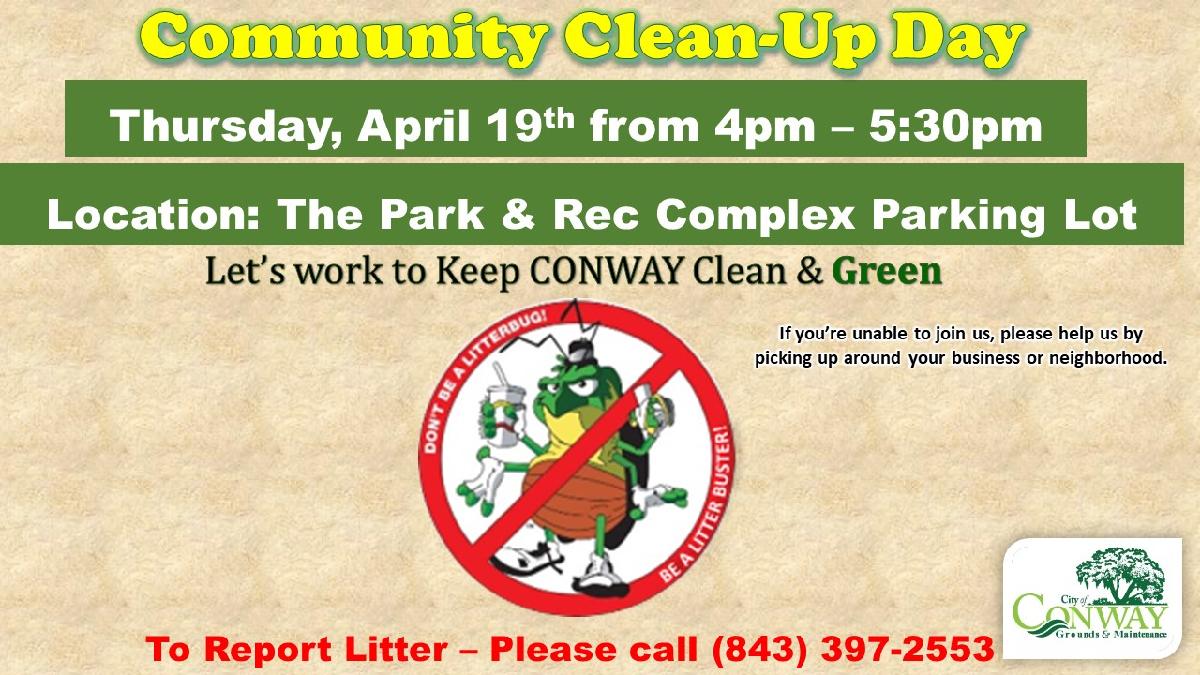 2018 MONTHLY Community Clean Up Day ANNOUNMENT